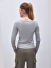 Ribbed Buttoned Grey T-shirt
