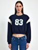 Crew Neck Long Sleeve Navy Sweatshirt