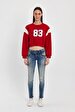 Crew Neck Long Sleeve Red Sweatshirt