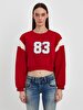 Crew Neck Long Sleeve Red Sweatshirt