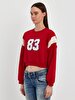 Crew Neck Long Sleeve Red Sweatshirt