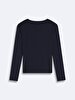V-neck Ribbed Navy T-shirt