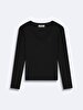 V-neck Ribbed Black T-shirt