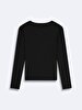 V-neck Ribbed Black T-shirt