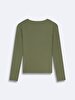 V-neck Ribbed Green T-shirt
