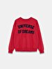 Print Relaxed Fi̇t Red Sweatshirt