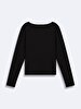 Incision V-neck Pale Looking Black T-shirt