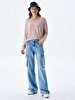 Incision Wide Collar Pale Looking Lilac T-shirt