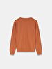 Straight Crew Neck Long Sleeve Basic Orange Sweatshirt