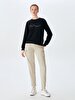 Straight Crew Neck Long Sleeve Basic Black Sweatshirt