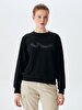Straight Crew Neck Long Sleeve Basic Black Sweatshirt
