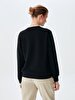 Straight Crew Neck Long Sleeve Basic Black Sweatshirt