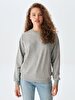 Straight Crew Neck Long Sleeve Basic Grey Sweatshirt