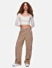 Wide Collar Long Sleeve Basic Beige T-shirt