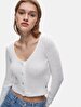 V-neck Buttoned Lilac Cardigan