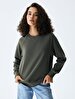 Crew Neck Long Sleeve Basic Green Sweatshirt
