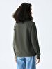 Crew Neck Long Sleeve Basic Green Sweatshirt