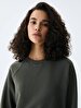 Crew Neck Long Sleeve Basic Green Sweatshirt