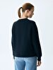 Crew Neck Long Sleeve Basic Navy Sweatshirt