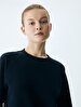 Crew Neck Long Sleeve Basic Navy Sweatshirt
