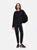 Textured Long Sleeve Basic Black Sweatshirt