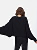 Textured Long Sleeve Basic Black Sweatshirt