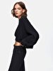 Textured Long Sleeve Basic Black Sweatshirt