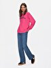 Print Crew Neck Long Sleeve Pink Sweatshirt