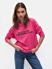 Print Crew Neck Long Sleeve Pink Sweatshirt