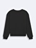 Print Crew Neck Long Sleeve Basic Black Sweatshirt