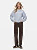 Print Crew Neck Long Sleeve Basic Grey Sweatshirt