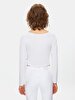 V-neck Long Sleeve White T-shirt