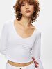 V-neck Long Sleeve White T-shirt
