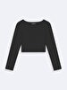 V-neck Long Sleeve Black T-shirt