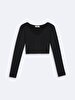 V-neck Long Sleeve Black T-shirt