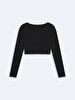 V-neck Long Sleeve Black T-shirt