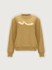 Sign With Print Crew Neck Long Sleeve Basic Camel Sweatshirt