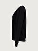 Sign With Print Crew Neck Long Sleeve Basic Black Sweatshirt