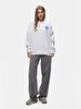Oversized Surface With Print Crew Neck Long Sleeve White Sweatshirt