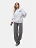 Oversized Surface With Print Crew Neck Long Sleeve White Sweatshirt