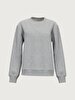 Sign With Print Crew Neck Long Sleeve Basic Grey Sweatshirt