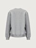 Sign With Print Crew Neck Long Sleeve Basic Grey Sweatshirt