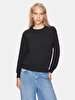 Straight Crew Neck Long Sleeve Basic Black Sweatshirt