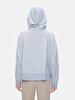 With Print With Hood Boxy Fit Grey Sweatshirt