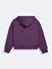 With Print With Hood Boxy Fit Purple Sweatshirt