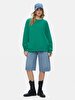 Surface With Print Crew Neck Long Sleeve Oversized Green Sweatshirt
