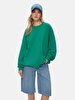 Surface With Print Crew Neck Long Sleeve Oversized Green Sweatshirt