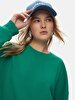 Surface With Print Crew Neck Long Sleeve Oversized Green Sweatshirt