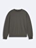Print Crew Neck Long Sleeve Relaxed Fit Grey Sweatshirt