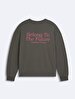 Print Crew Neck Long Sleeve Relaxed Fi̇t Grey Sweatshirt